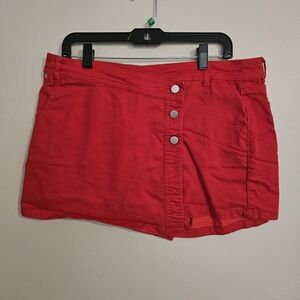 No Boundaries Red Denim Skort Women's Junior's Size 15 Cotton Blend Preppy Mini